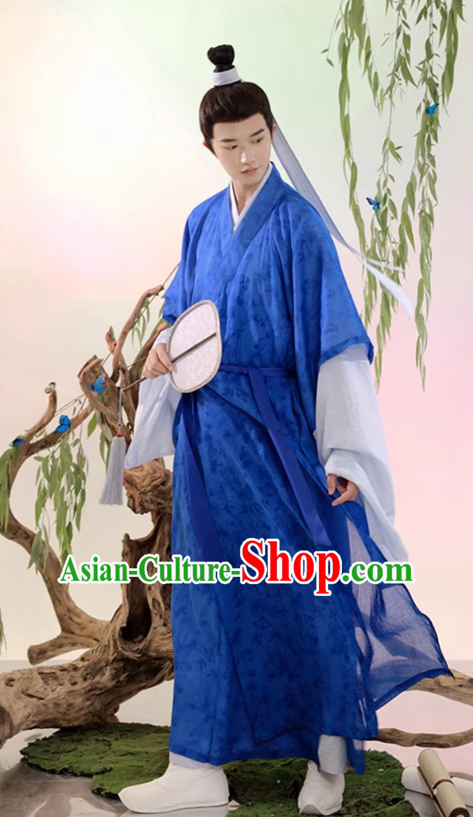 Traditional Male Hanfu Chinese Song Dynasty Scholar Long Vest and Robe Ancient China Young Man Clothing