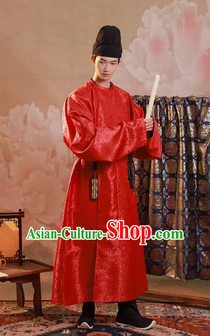 Chinese Tang Dynasty Childe Red Robe Ancient China Swordsman Clothing China Traditional Male Hanfu