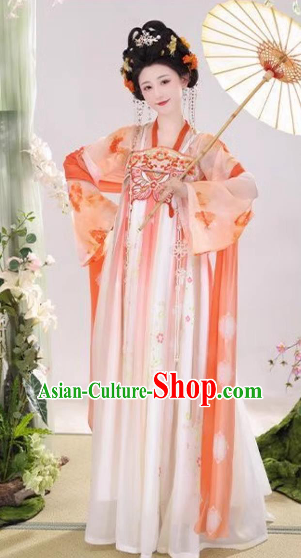 Chinese Tang Dynasty Young Lady Costume Ancient China Princess Clothing Traditional Hanfu Ruqun Complete Set