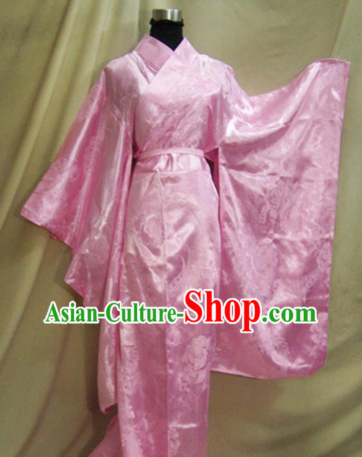 Traditional Pink Furisode Kimono Japanese National Clothing Japan Women Formal Costume