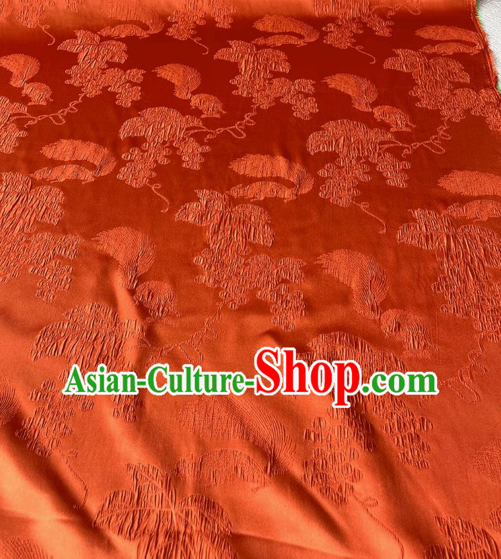 China Classical Squirrel Grape Pattern Jacquard Material Traditional Design Wine Red Satin Chinese Qipao Fabric