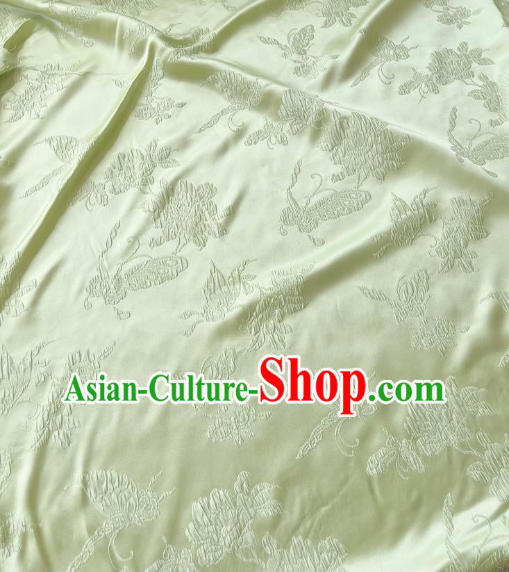 Light Green Chinese Classical Butterfly love Flower Pattern Jacquard Material China Traditional Design Fabric Qipao Mulberry Silk Cloth
