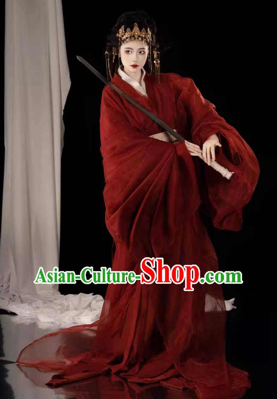 Chinese Ancient Bride Red Dress China Travel Photography Clothing Traditional Wedding Hanfu Warring States Robe