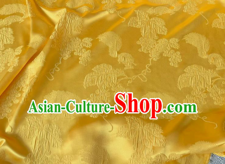 Chinese Qipao Fabric China Classical Squirrel Grape Pattern Jacquard Material Traditional Design Ginger Satin