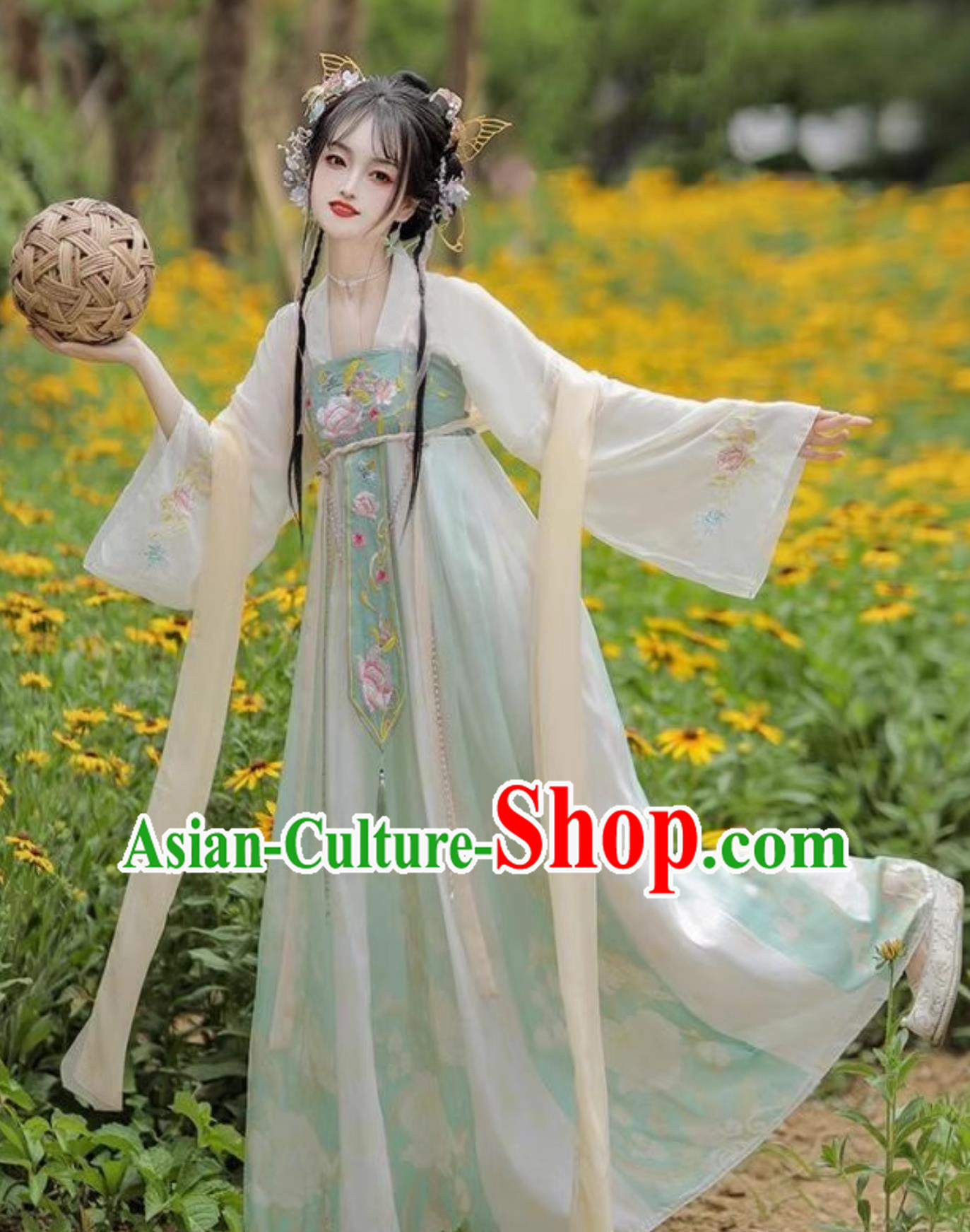 Chinese Tang Dynasty Young Lady Green Dress Ancient China Princess Clothing Traditional Hanfu
