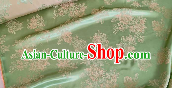Green Chinese Qipao Mulberry Silk Cloth China Classical Flowers Pattern Jacquard Material Traditional Design Fabric
