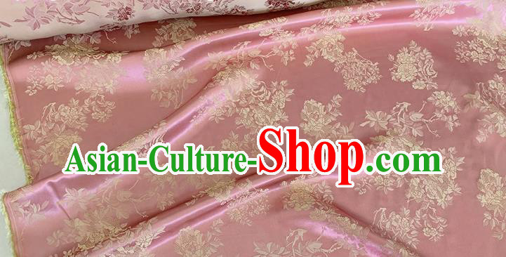 Watermelon Red China Classical Flowers Pattern Jacquard Material Traditional Design Fabric Chinese Cheongsam Mulberry Silk Cloth