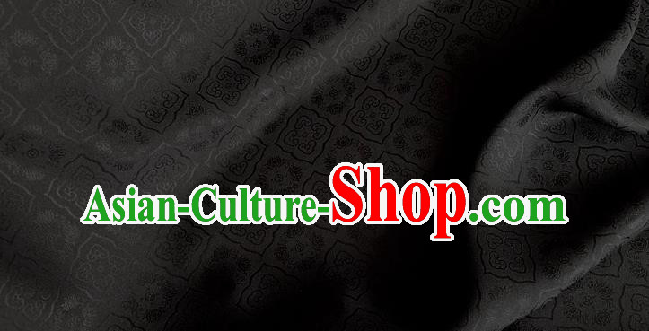 Black Chinese Classical Pattern Jacquard Material Traditional Cheongsam Fabric China Mulberry Silk Cloth