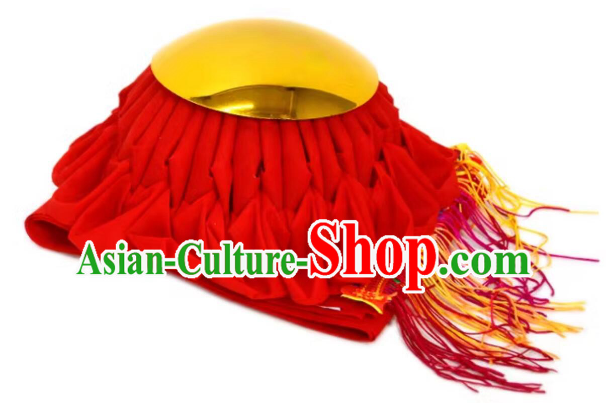 Handmade Red Flower Ball God Worshipping Supply Decoration Red Ribbon Mirror
