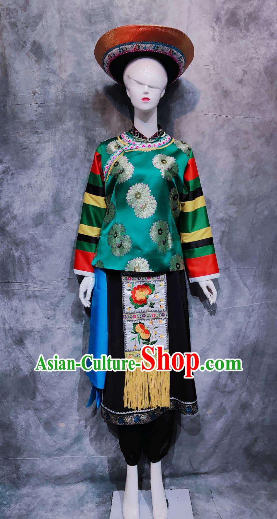 Traditional Chinese Ethnic Dance Costume Tu National Minority Woman Clothing Qinghai Travel Photography Outfit