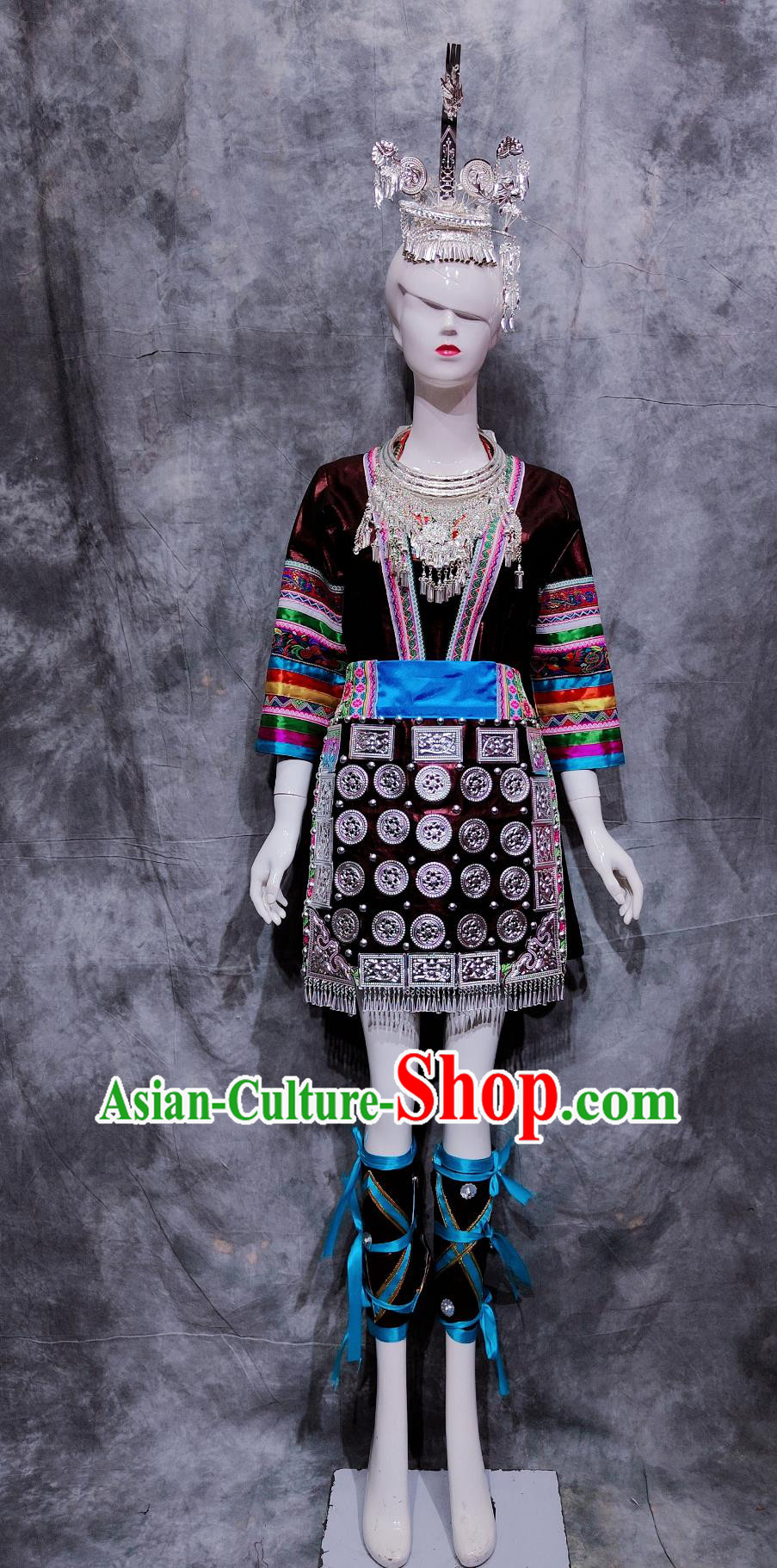 Traditional Guizhou Travel Dress Chinese Ethnic Dance Costume China Dong National Minority Woman Clothing