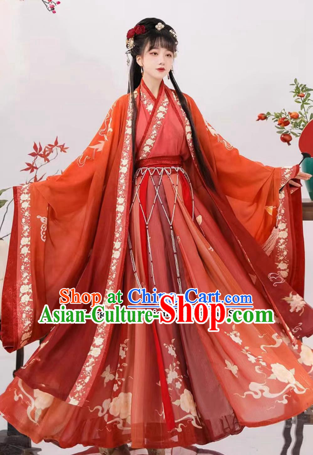 Traditional Wedding Clothing Chinese Jin Dynasty Bride Red Dress Ancient China Princess Costume