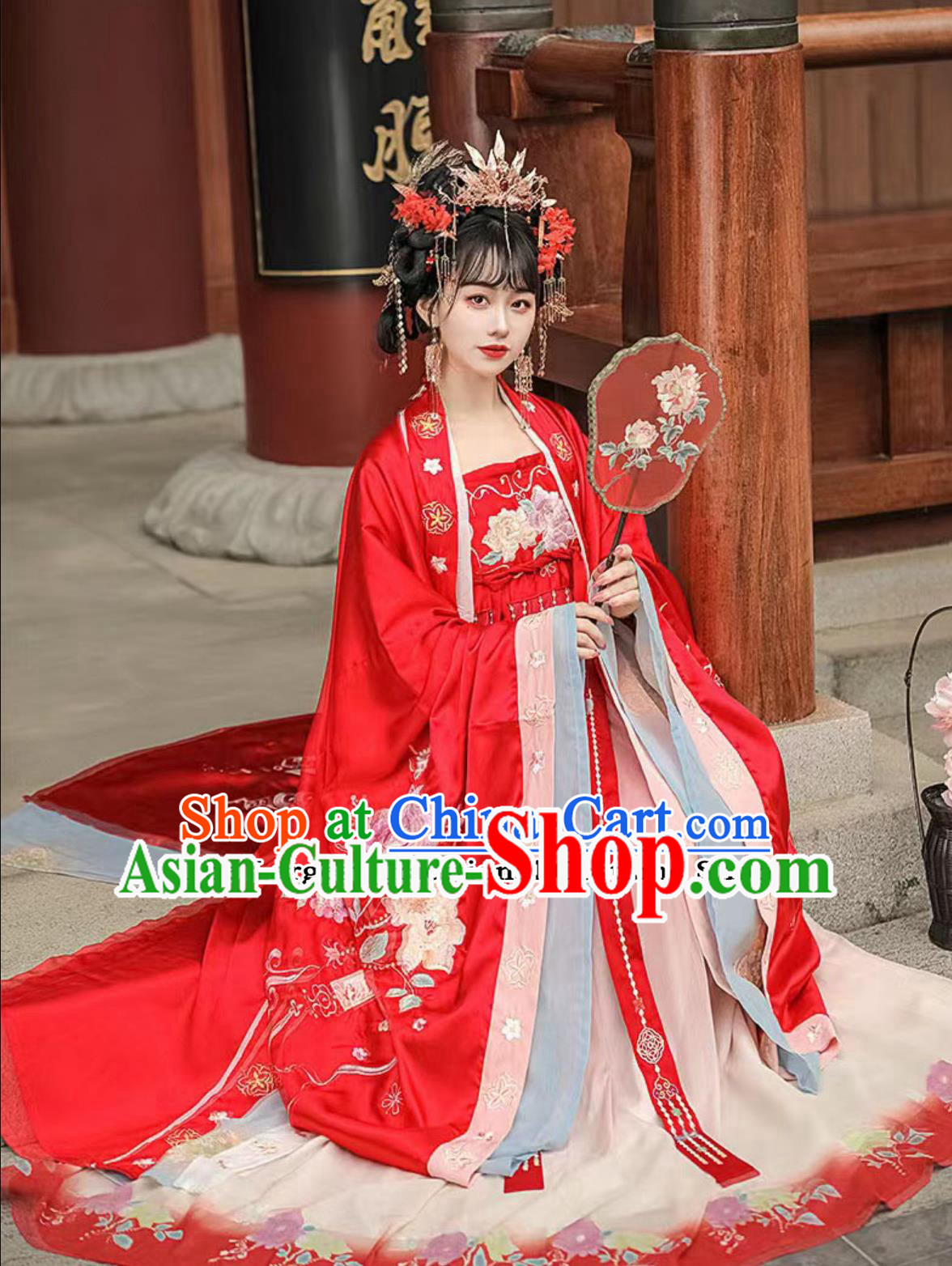 Chinese Tang Dynasty Bride Red Dress Ancient China Princess Costume Traditional Wedding Clothing