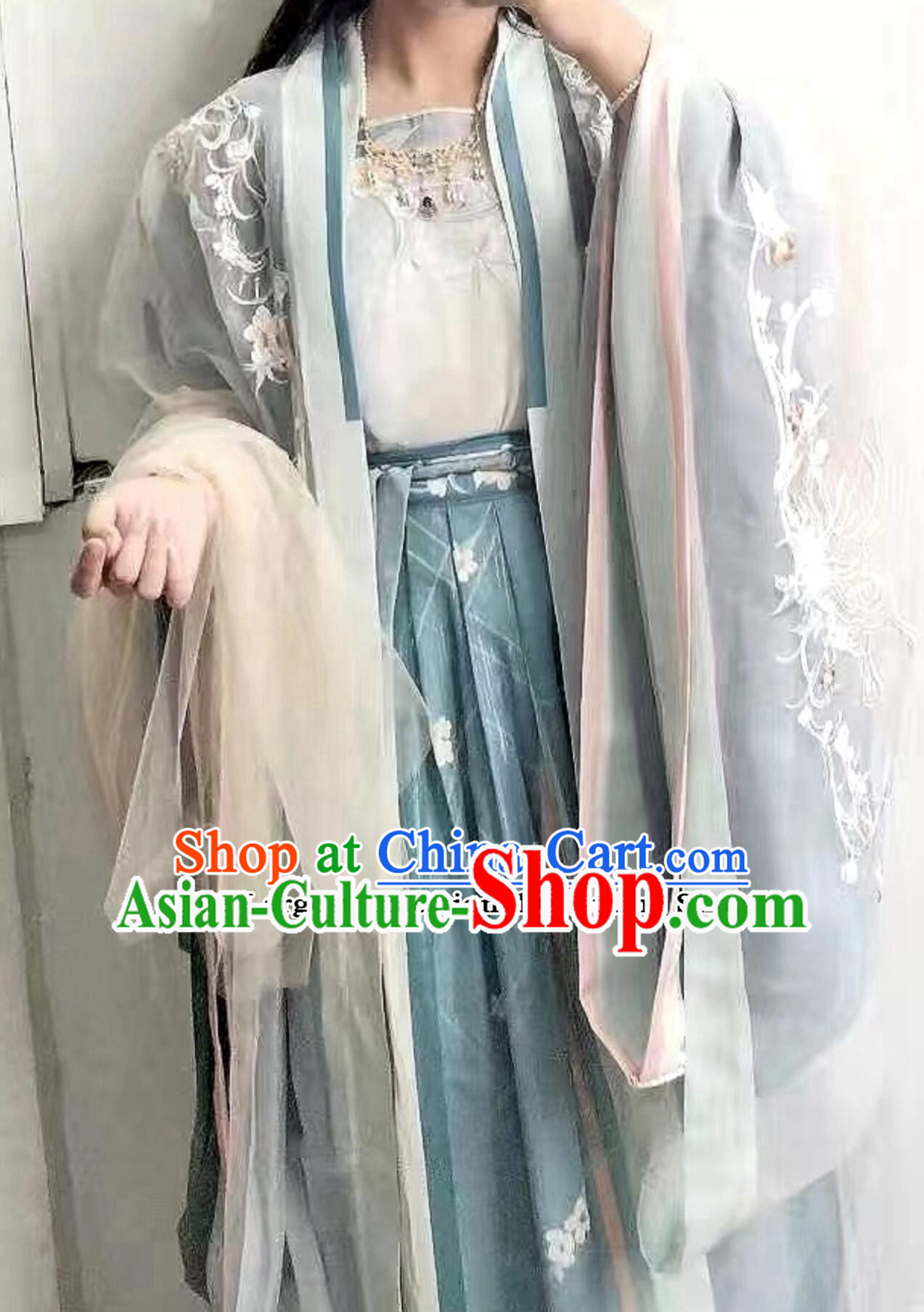 Ancient China Song Dynasty Palace Princess Costumes Chinese Traditional Blue Hanfu