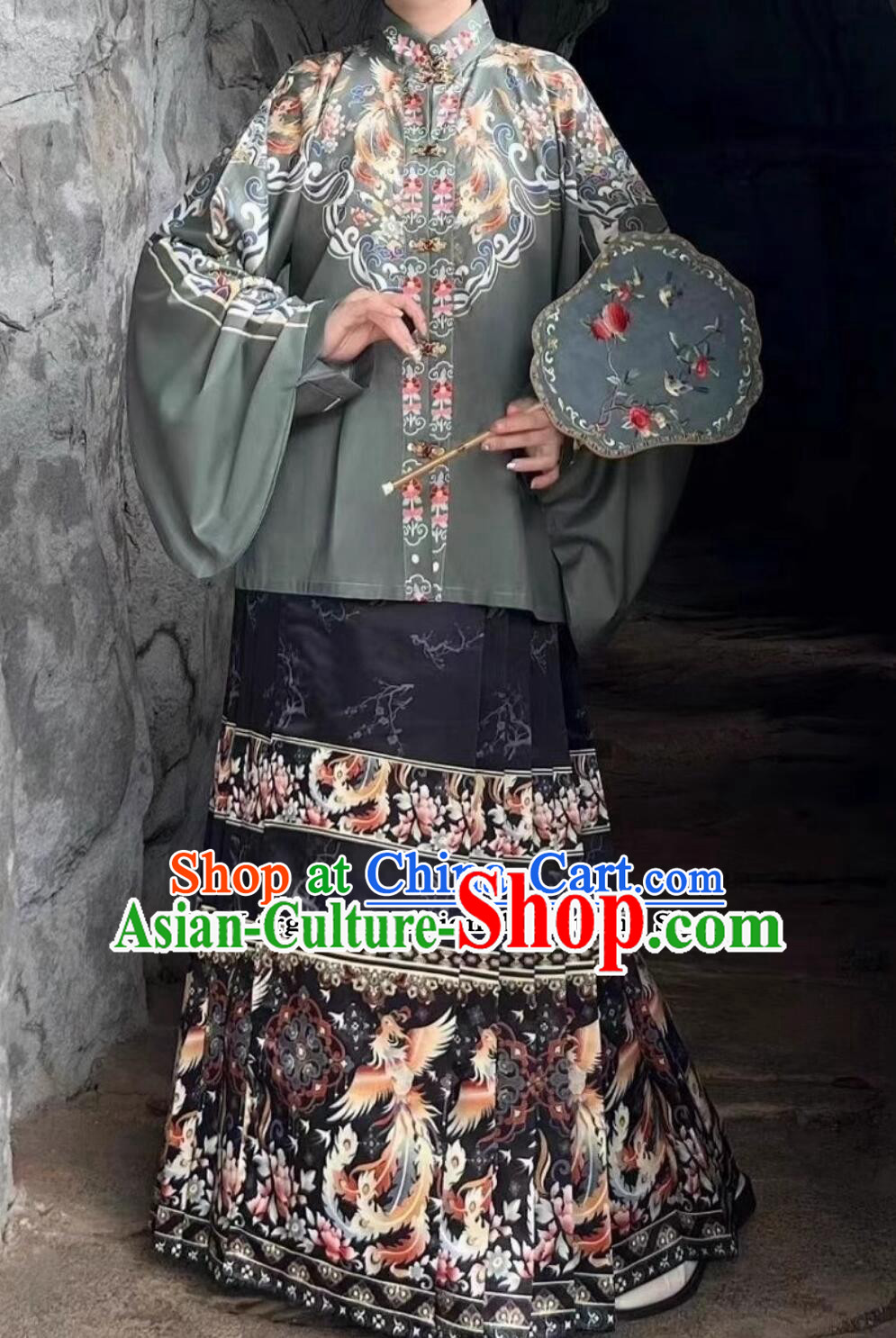 Ancient China Ming Dynasty Palace Princess Costumes Chinese Traditional Hanfu Green Blouse and Black Skirt