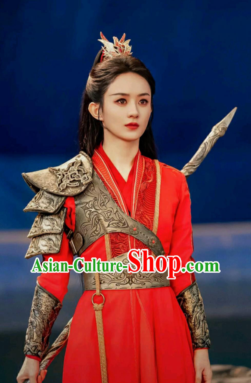 Chinese TV Series The Legend Of Shen Li Female General Red Clothing Ancient China Swordswoman Armor Costume
