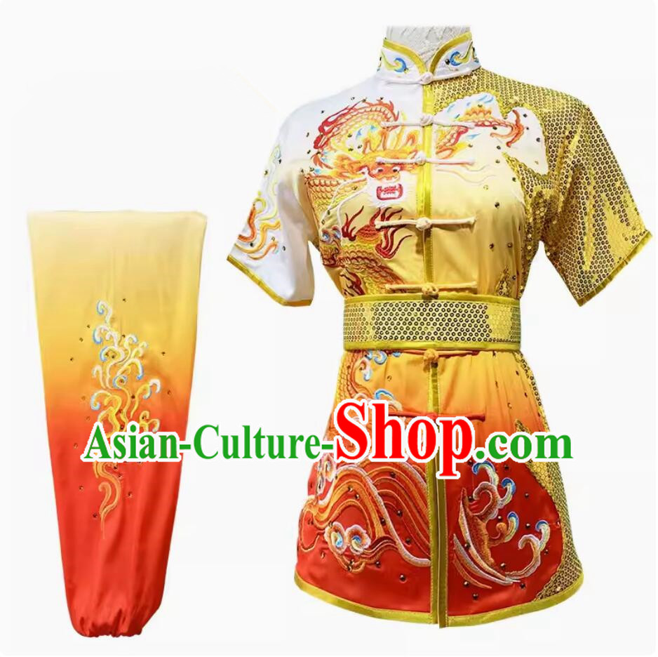 Top Embroidered Dragon Martial Arts Suit Chinese Kung Fu Costume Wushu Competition Uniform