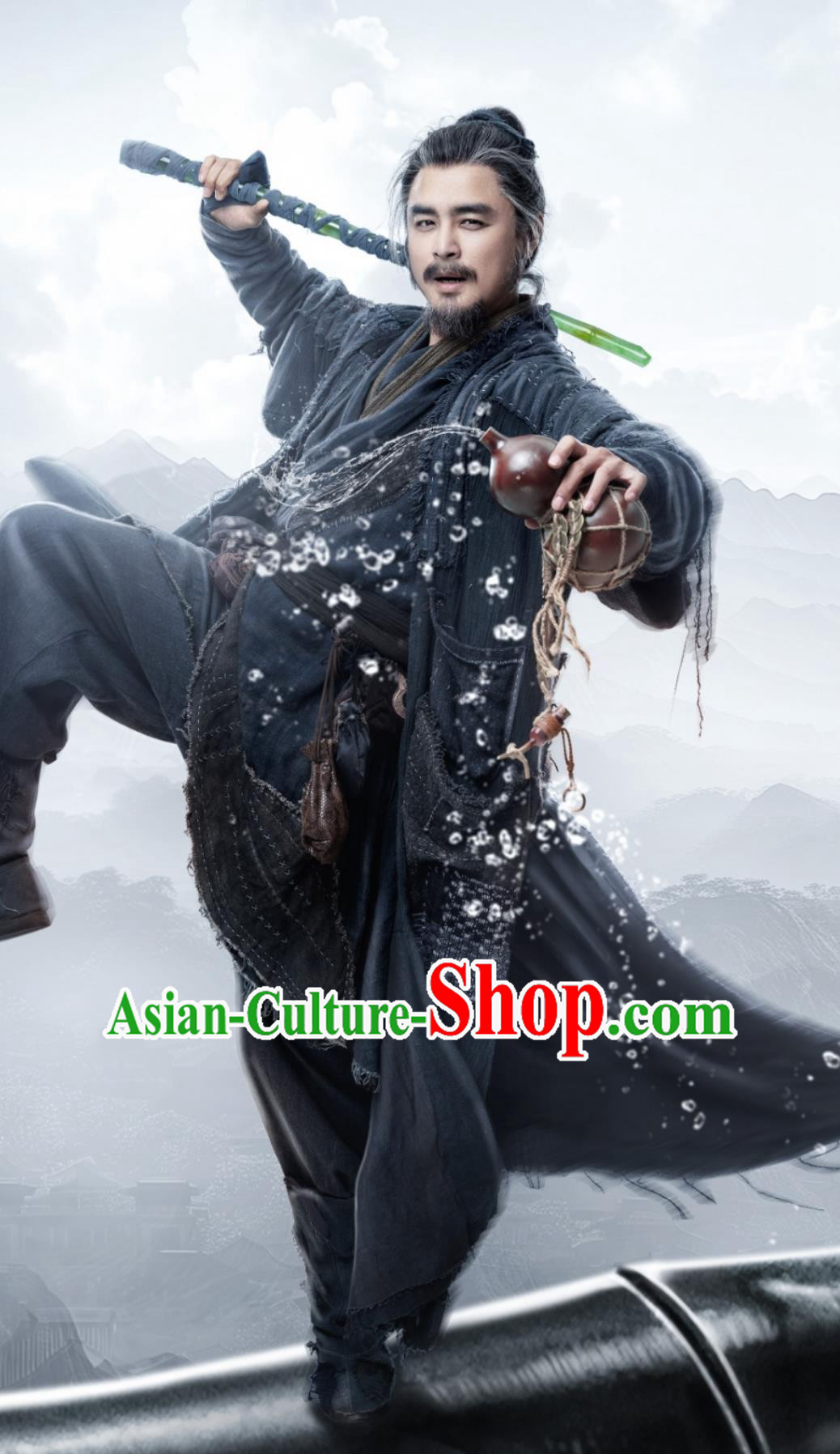 Chinese TV Series The Legend of Heroes Beggar Gang Master Hong Qi Gong Clothing Ancient China Kung Fu Warrior Costume