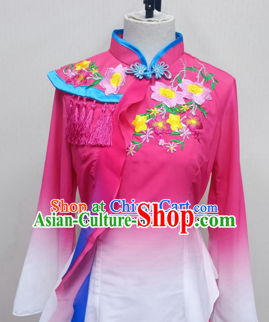 Women Group Performance Pink Outfit China Yangko Dance Clothing Chinese Folk Dance Costume