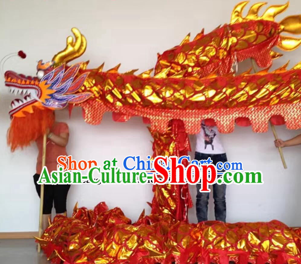 Chinese Happy Festival Celebration Dragon Dance Costume Handmade Red Dancing Dragon Complete Set for 7 Adults
