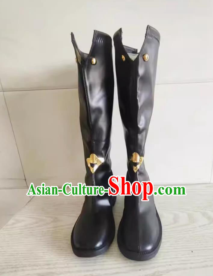 Collapse Star Dome Railway Luo Cha COS Shoes Cosplay Black Boots Thick Heel 4cm