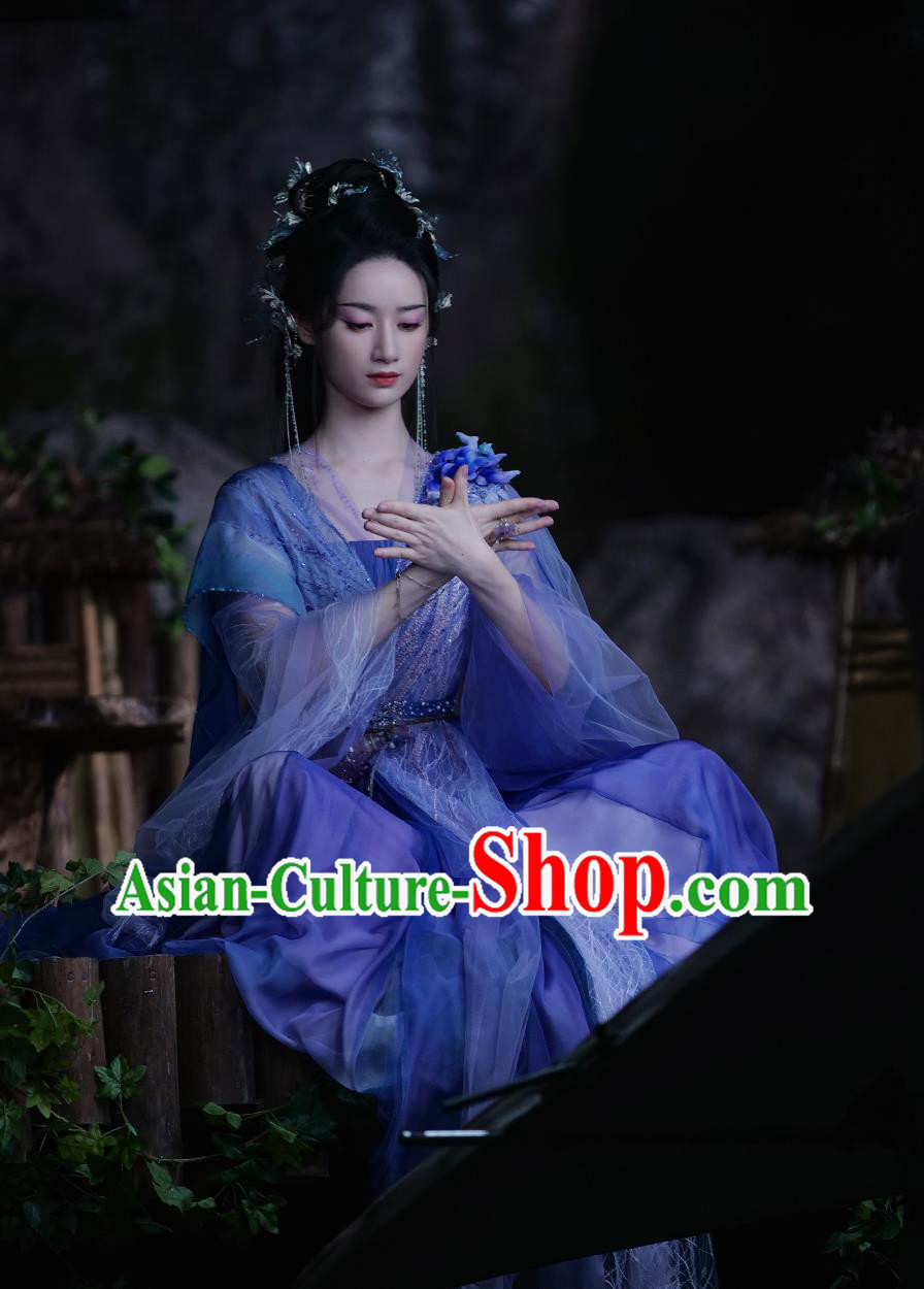 Ancient China Fairy Clothing Chinese TV Series Fox Spirit Matchmaker Red Moon Pact Master Tu Shan Ya Ya Purple Dress