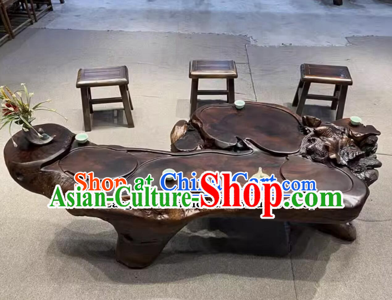 Hand Carved Chinese Tree Root Tea Table Wenge Teatable