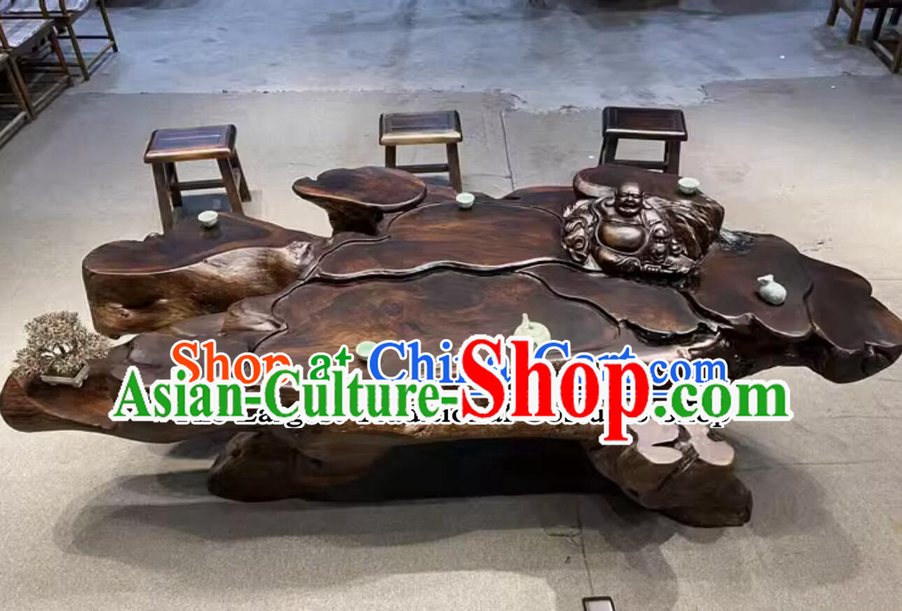 Chinese Kung Fu Tea Hand Carved Wenge Teatable Tree Root Tea Table