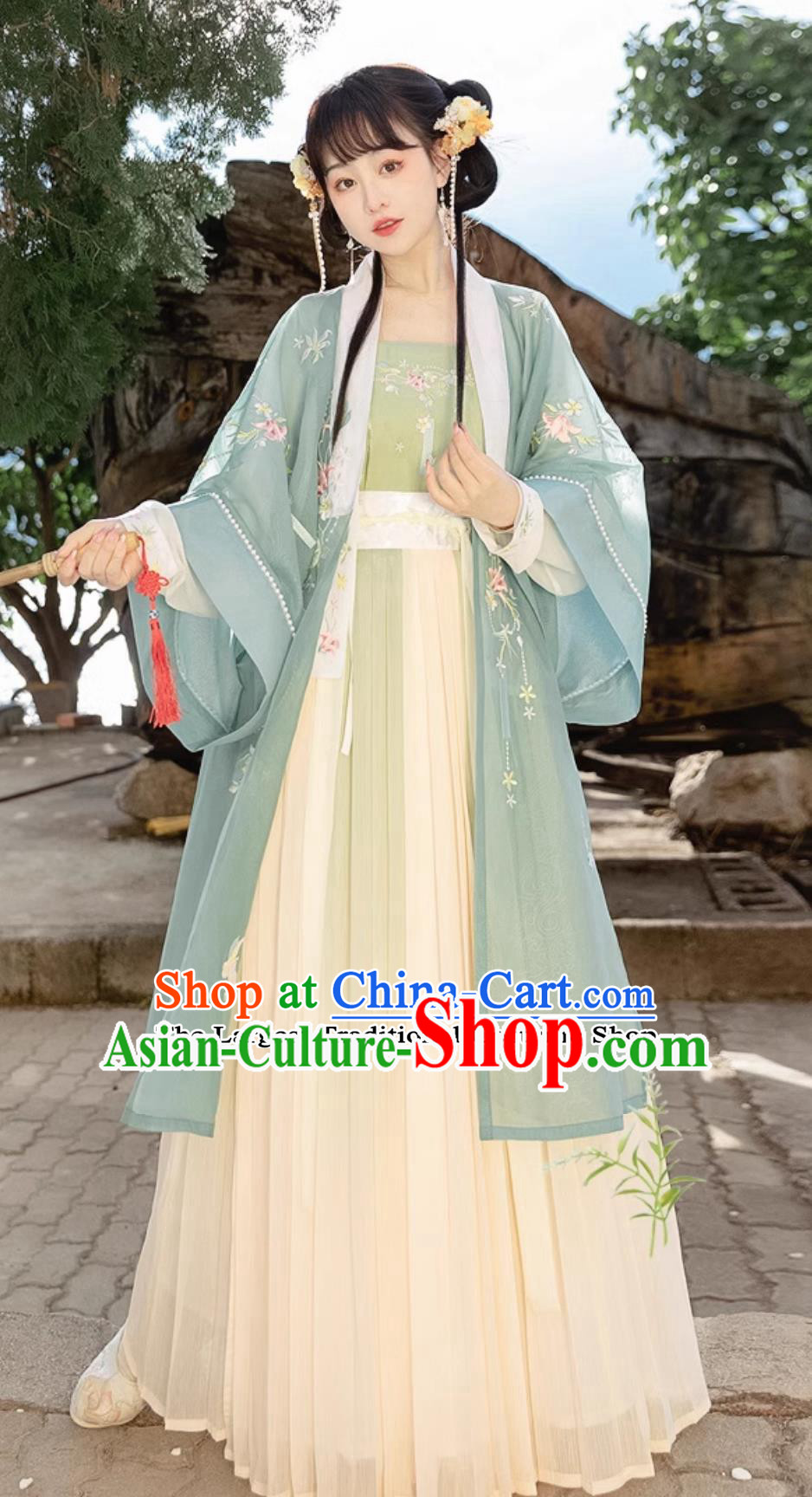 Green Chinese Hanfu Ancient China Song Dynasty Royal Princess Dresses Young Lady Costumes