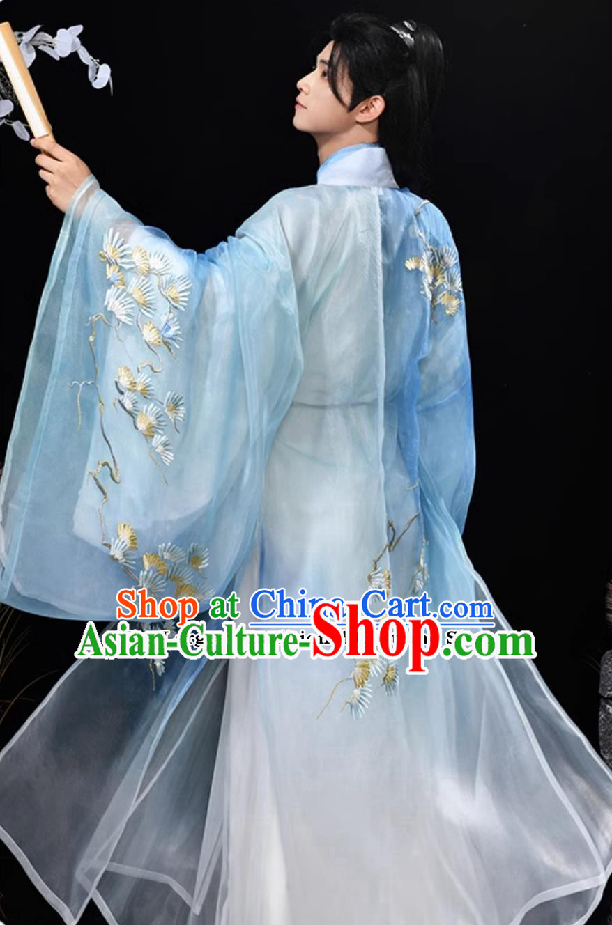Chinese Ming Dynasty Hanfu Ancient Scholar Embroidered Costume China Traditional Male Clothing