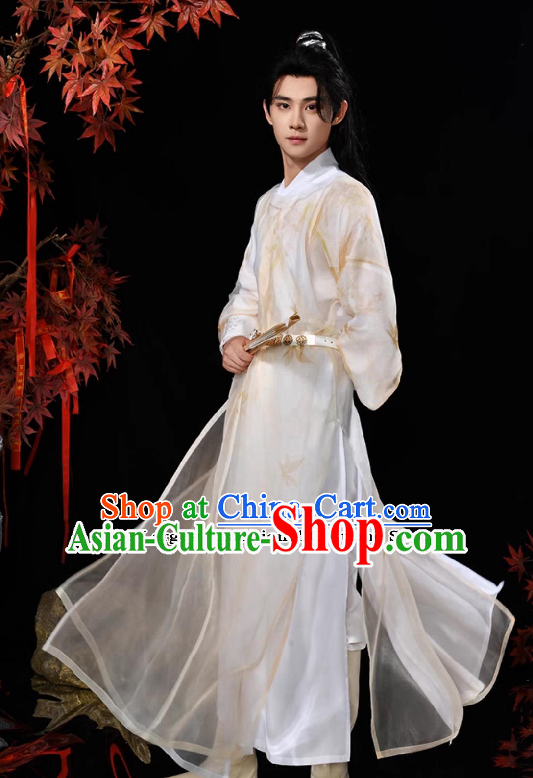China Traditional Male Clothing Chinese Tang Dynasty Hanfu Ancient Swordsman Embroidered Yellow Costumes Complete Set