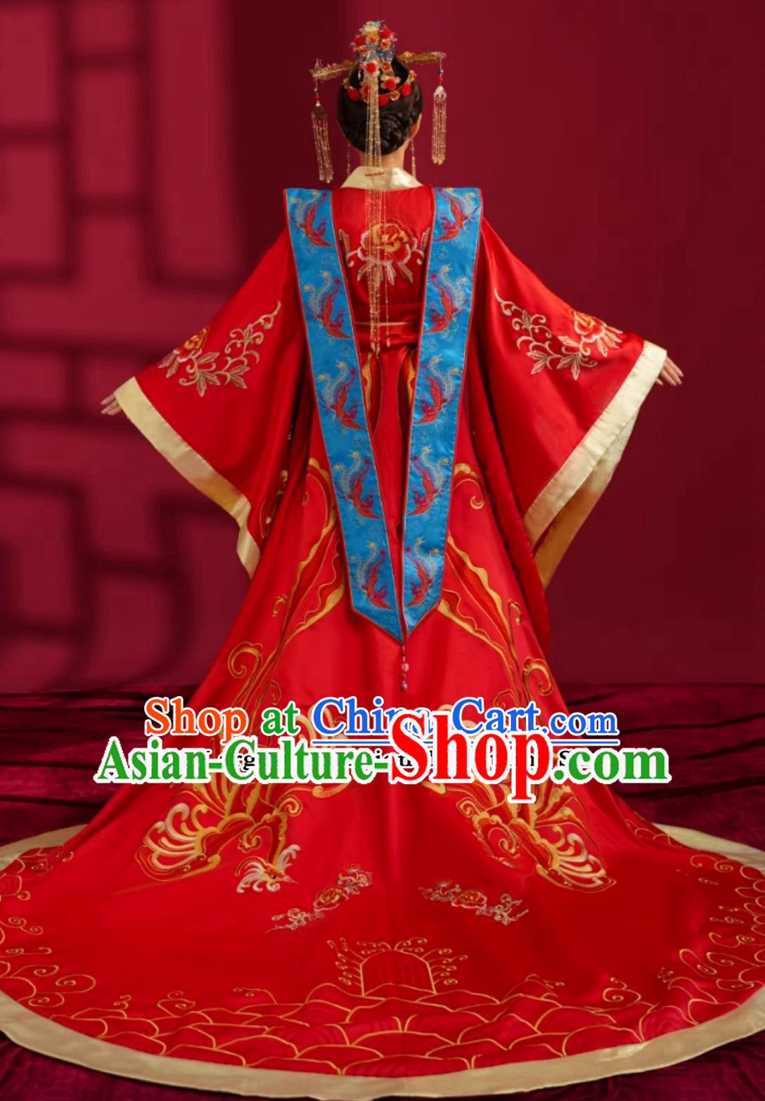 Chinese Ming Dynasty Hanfu Ancient Empress Red Attire Traditional China Wedding Clothing Red Dress