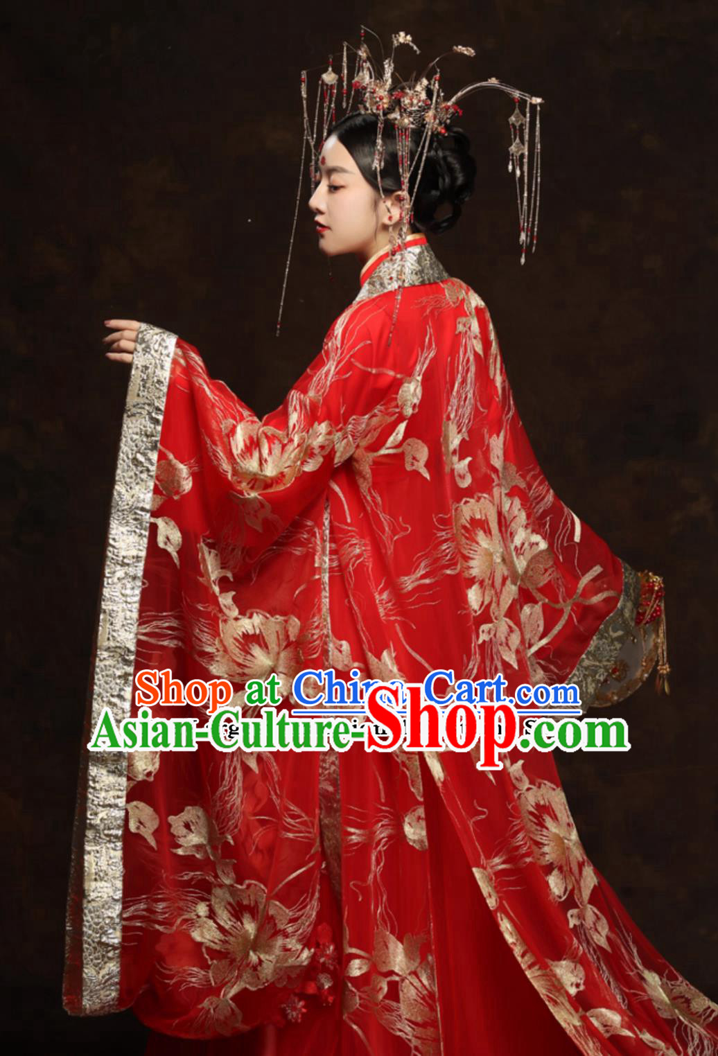 Traditional China Wedding Clothing Chinese Tang Dynasty Hanfu Ancient Princess Red Dress