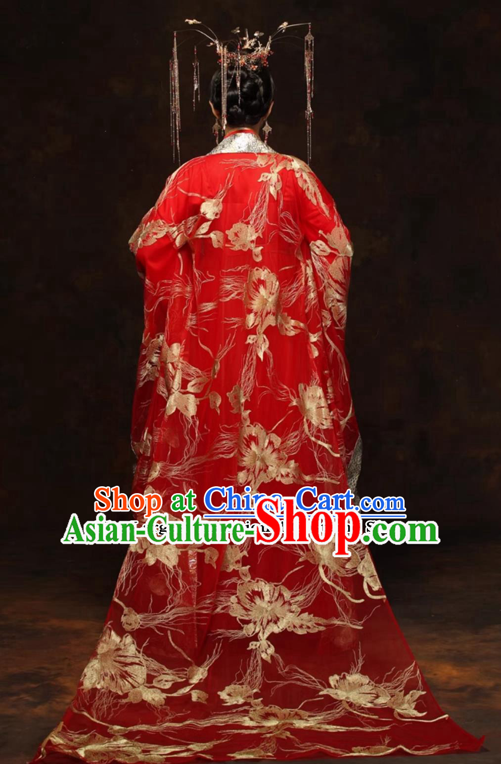 Traditional China Wedding Clothing Chinese Tang Dynasty Hanfu Ancient Princess Red Dress