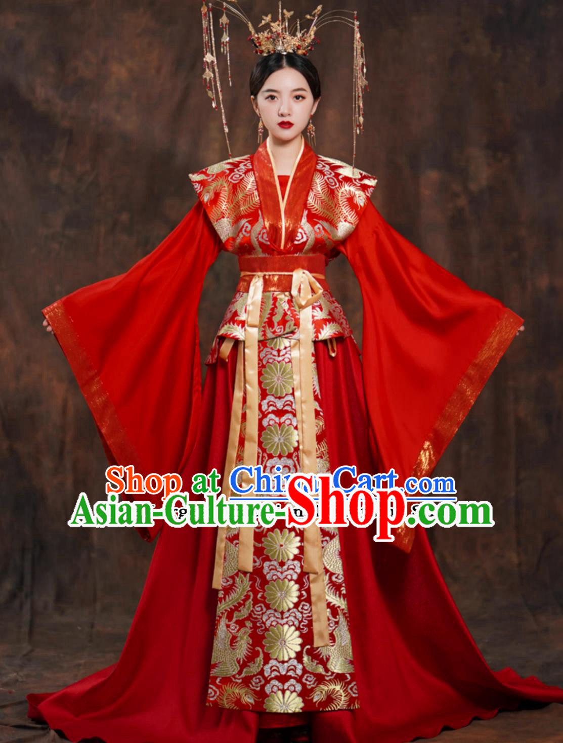 Ancient China Princess Red Dress Traditional Wedding Clothing Chinese Song Dynasty Hanfu