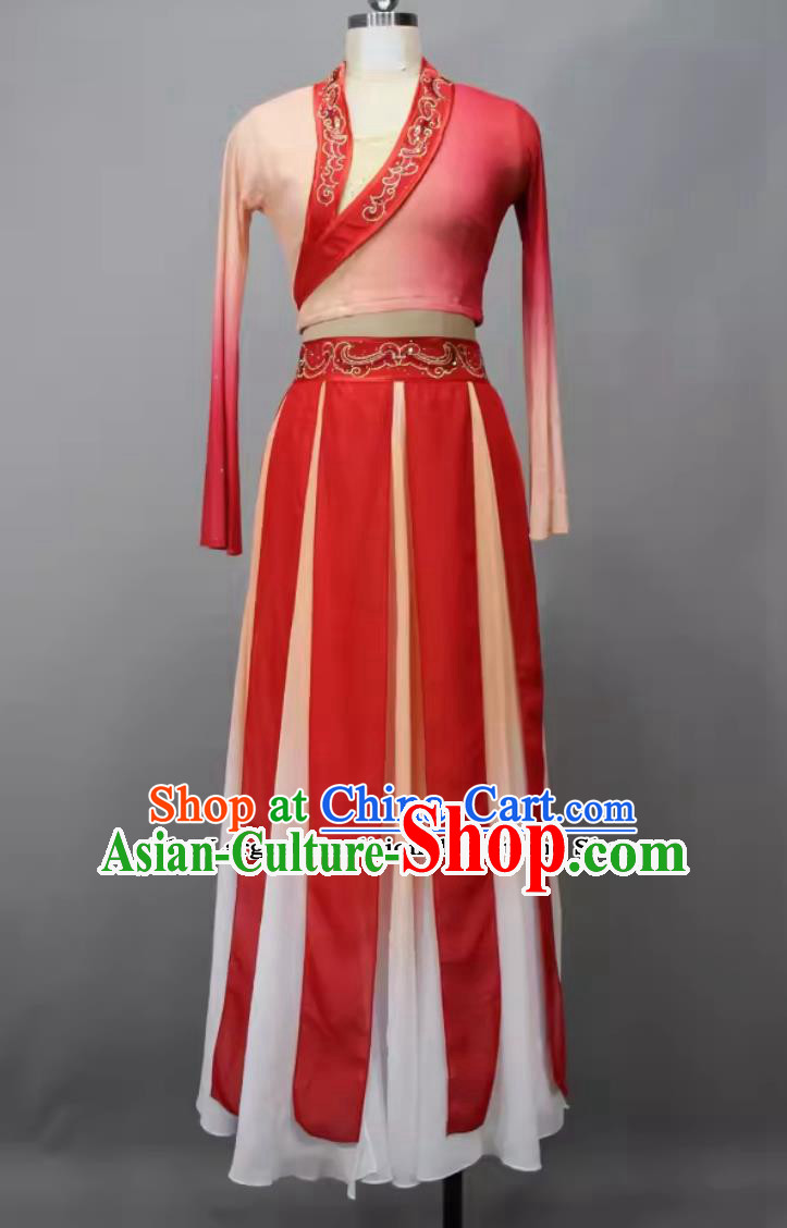 Woman Solo Dance The Peacock Flies Southeast Costume Chinese Classical Dance Clothing China Han Tang Dance Red Dress