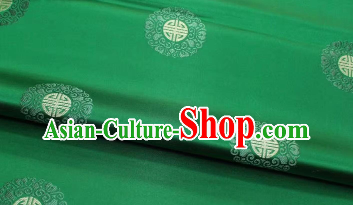 Traditional Satin Tang Suit Silk Material Chinese Classical Lucky Pattern Design Green Brocade Fabric