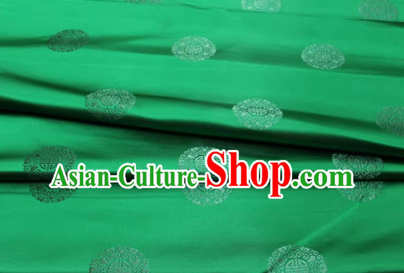 Chinese Classical Lucky Pattern Design Green Brocade Fabric Traditional Satin Tang Suit Silk Material