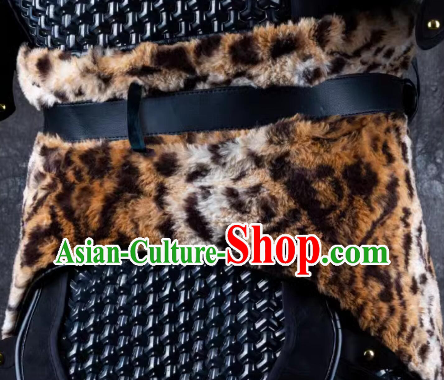 Chinese Ancient General Armor Piece Handmade Leopard Han Yao Horsehide Waistband