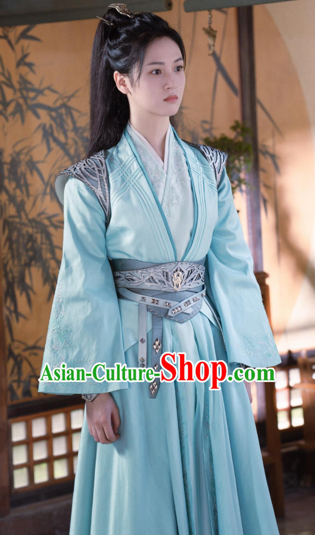 Chinese TV Drama Dashing Youth Female Warrior Li Han Yi Garment Costume Ancient China Swordswoman Blue Dress Clothing