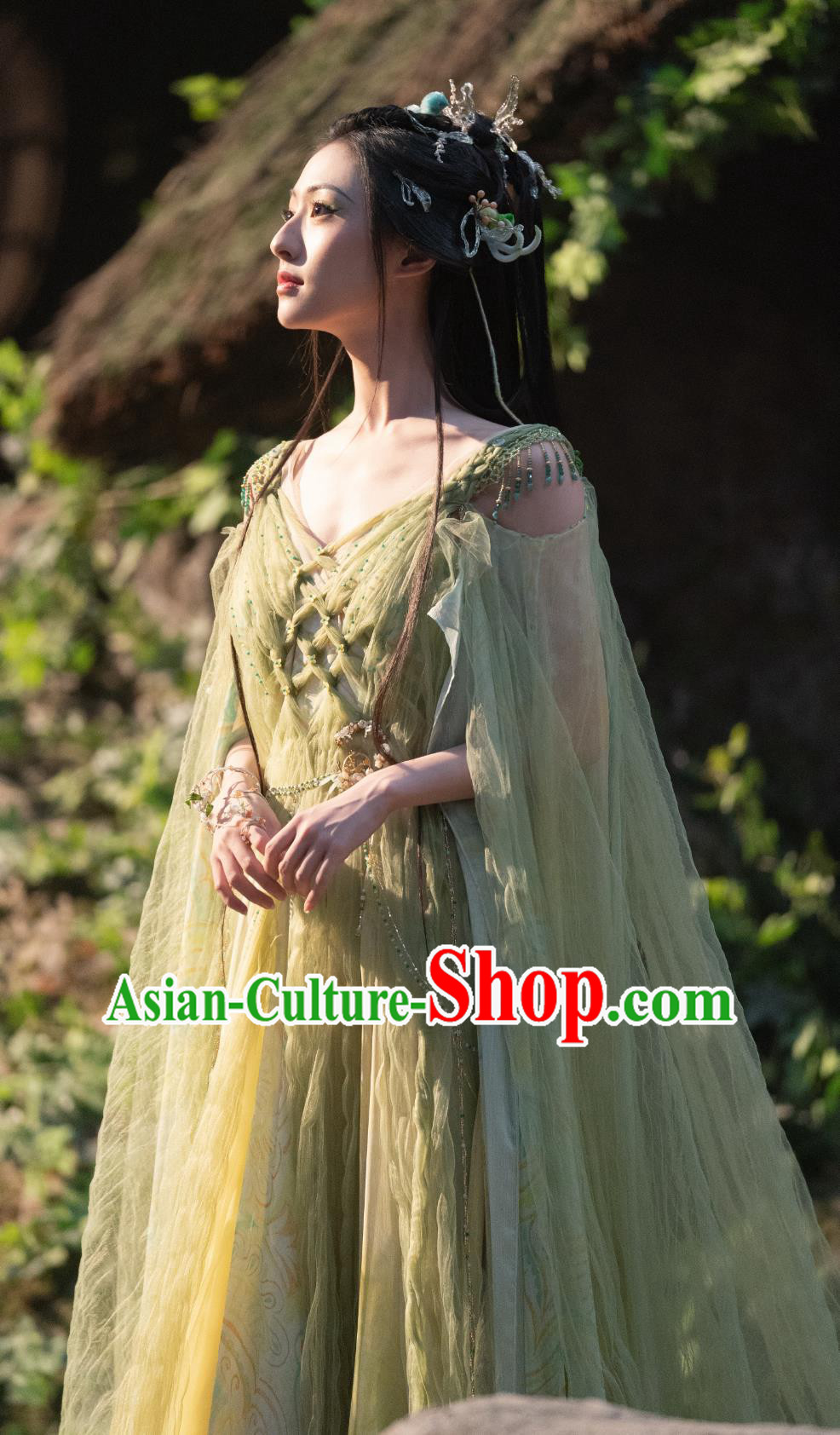 Ancient China Fairy Princess Clothing Chinese TV Series Fox Spirit Matchmaker Red Moon Pact Tushan Rong Rong Green Dress