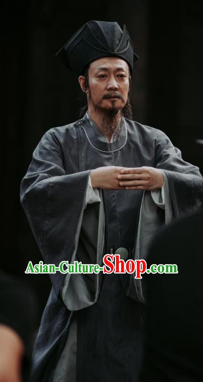 Ancient Chinese Philosopher Wang Yang Ming Costume Traditional Ming Dynasty Scholar Clothing