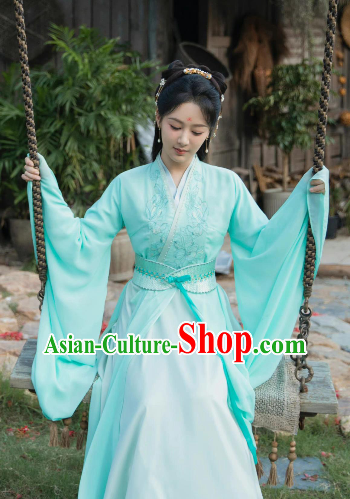 Ancient China Young Lady Clothing Traditional Hanfu Chinese TV Drama Lost You Forever Princess Xiling Jiu Yao Blue Dress