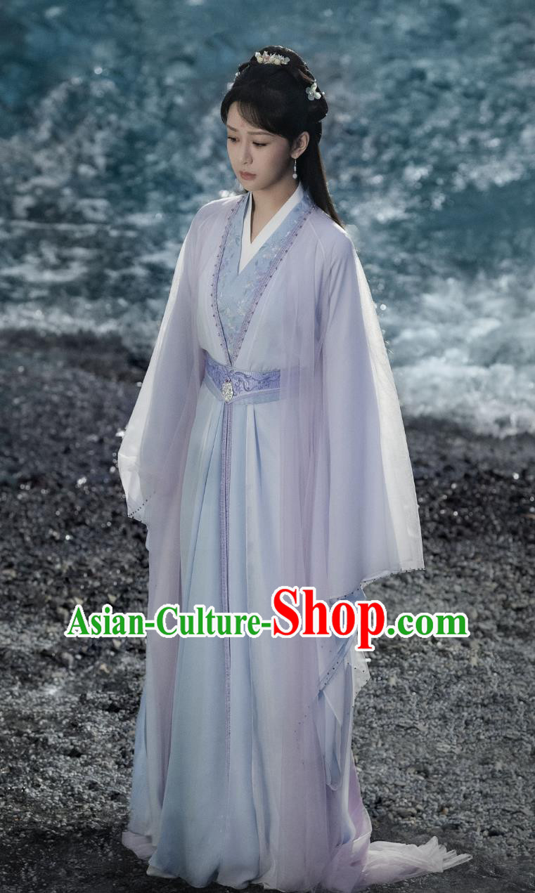 Ancient China Noble Lady Clothing Chinese Traditional Hanfu TV Drama Lost You Forever Princess Xiao Yao Lilac Dress Costume