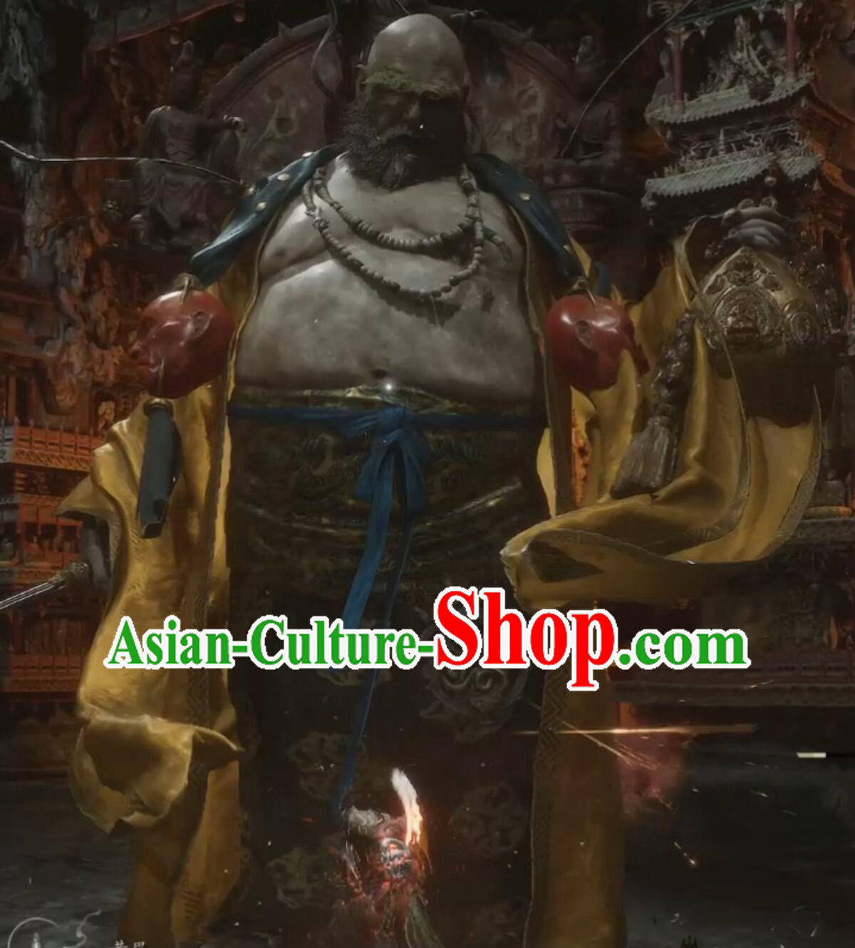 Handmade Black Myth Wukong Demon Yellow Brow Outfit Halloween Stage Performance Cosplay Monk Costume