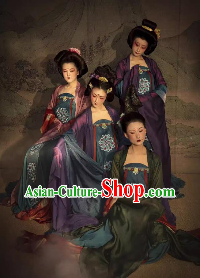 Chinese Classical Dance Chang An Noble Lady Hanfu Dress Top Stage Performance Women Group Dance Costume