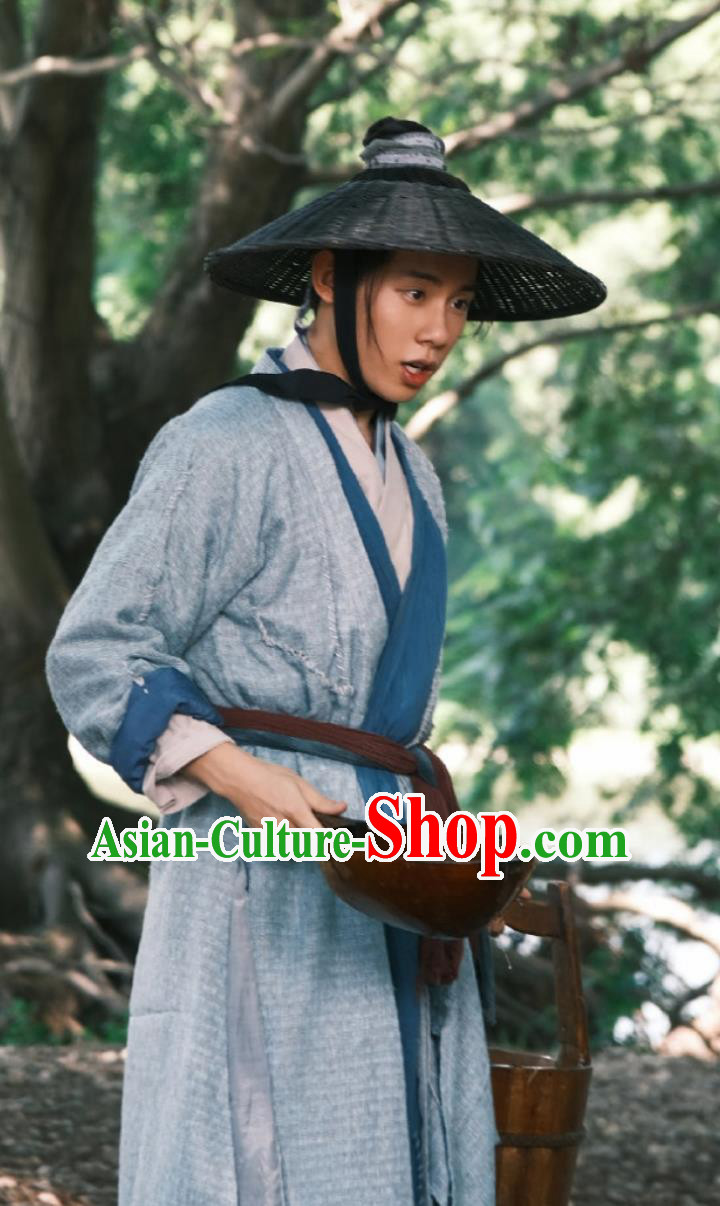 Chinese TV Series White Cat Legend Dali Temple Scribe Chen Shi Costume Ancient China Tang Dynasty Village Man Clothing