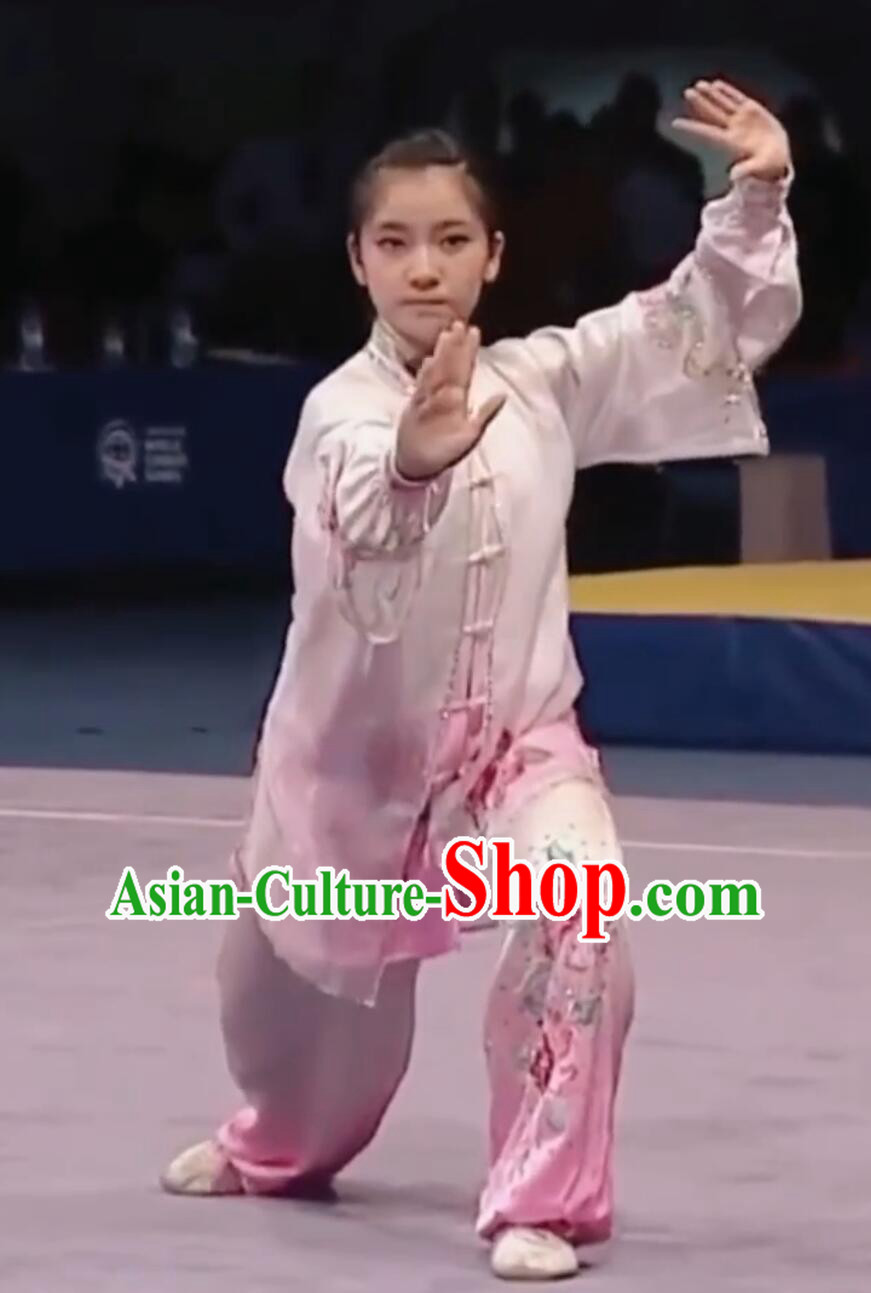 Top China Wushu Uniform Embroidered Tai Chi Suit Chinese Kung Fu Competition Clothing