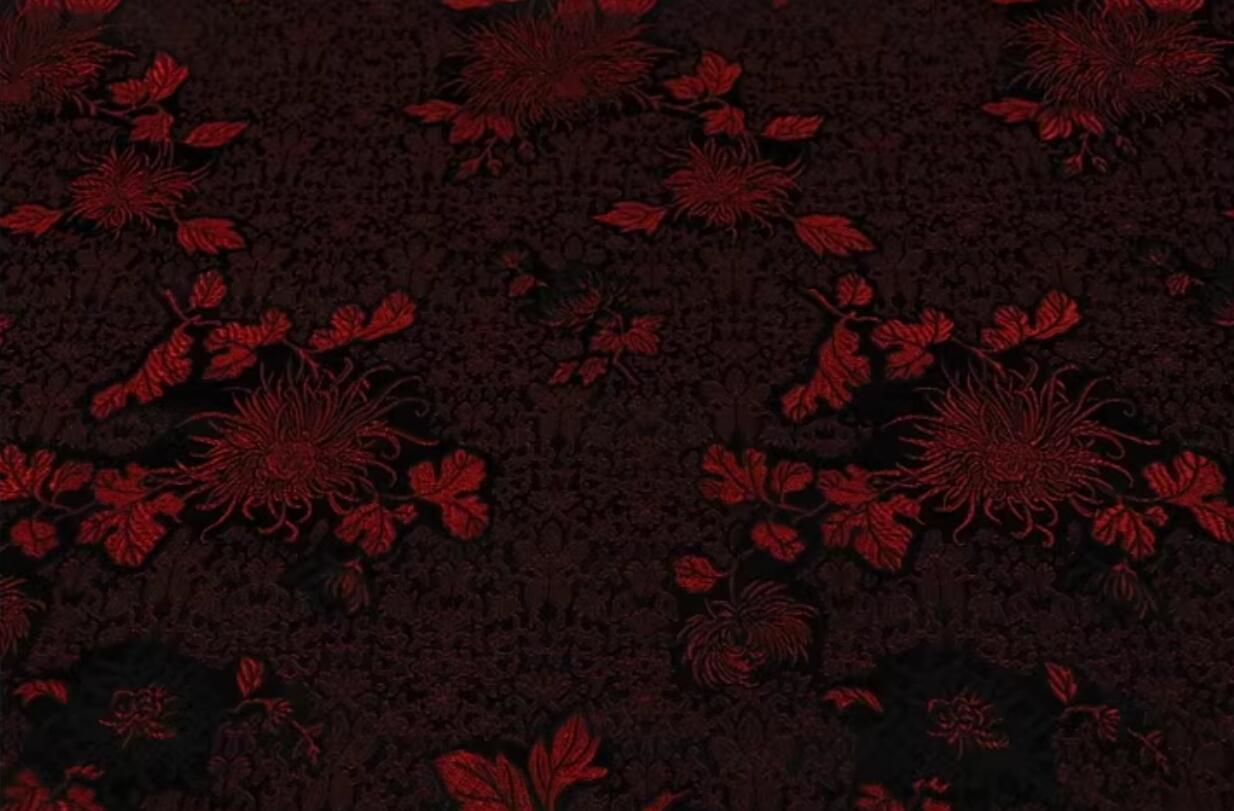 Chinese Classical Chrysanthemum Pattern Black Brocade Fabric