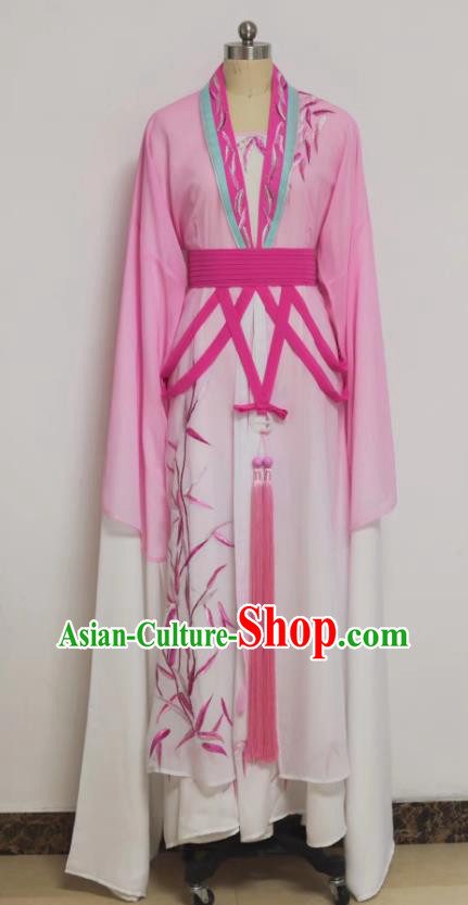 China Ancient Country Woman Clothing Shaoxing Opera Diva Pink Dress Peking Opera Hua Tan Garment Costumes